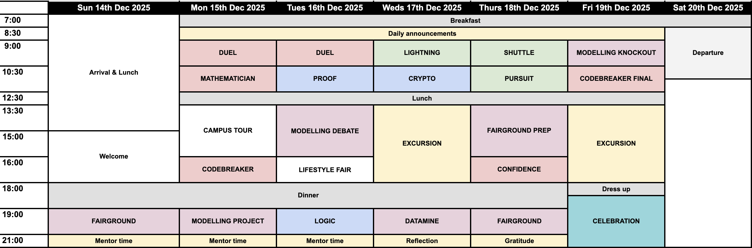 JF2025 Schedule
